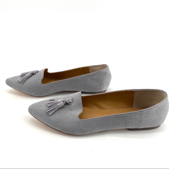J Crew Factory Gray Suede Edie Tassel Flats - Picture 2 of 4
